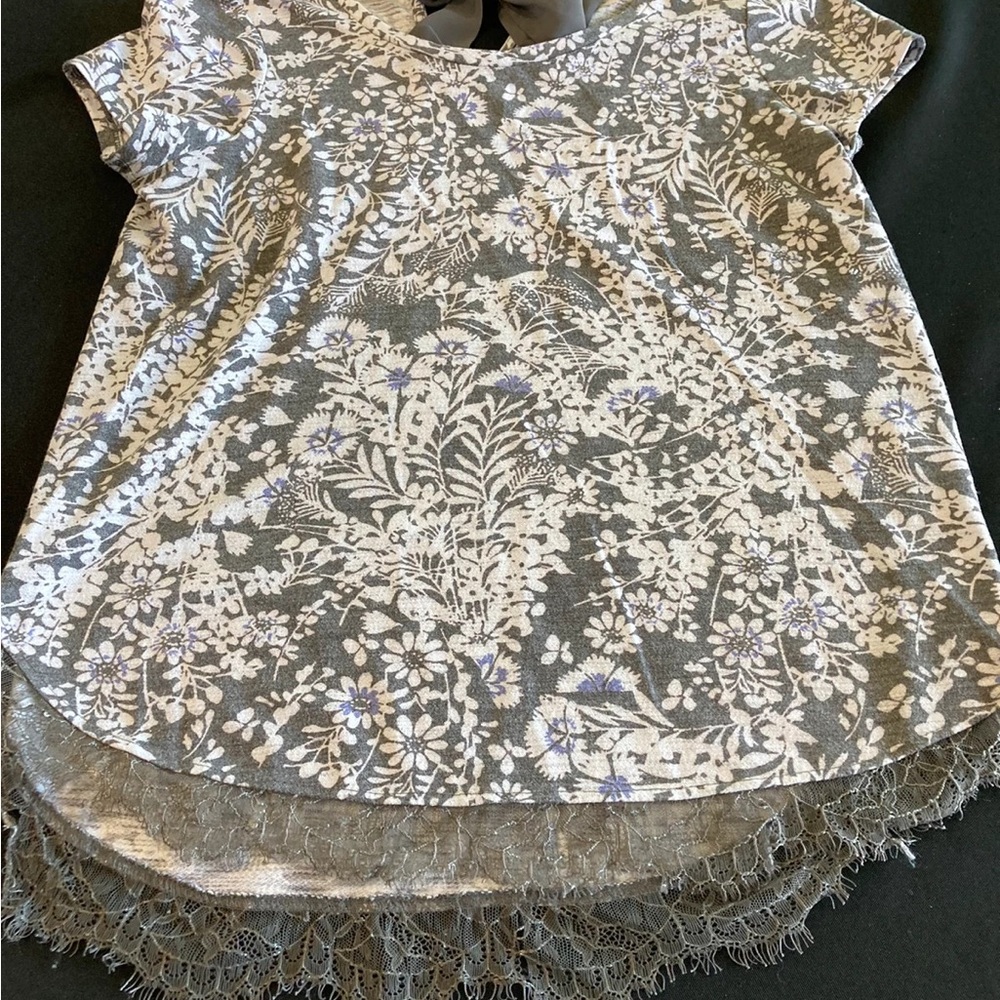LC Lauren Conrad Kids Floral Lace Top - Gray and White
